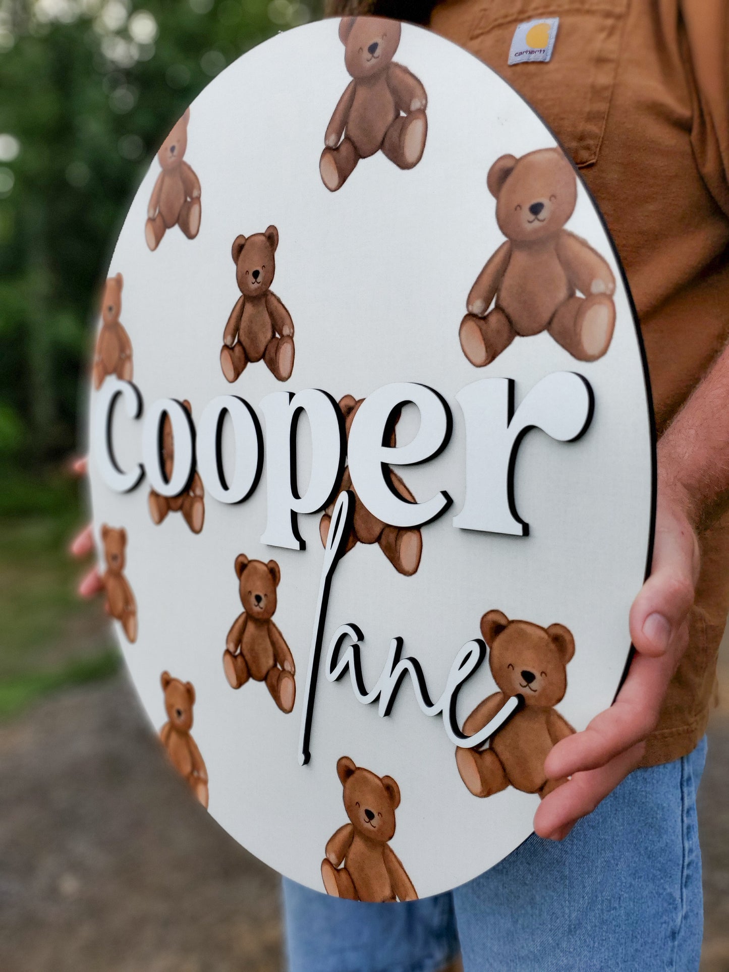 Teddy Bear Printed Name Sign