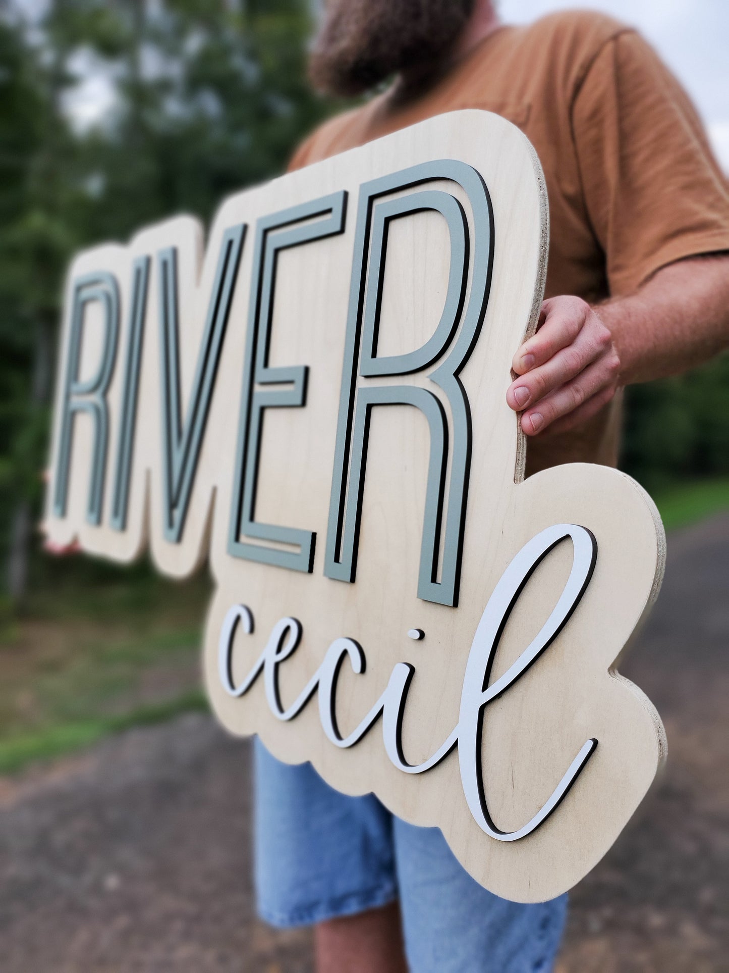 Wood Personalized Custom Layered Name Sign
