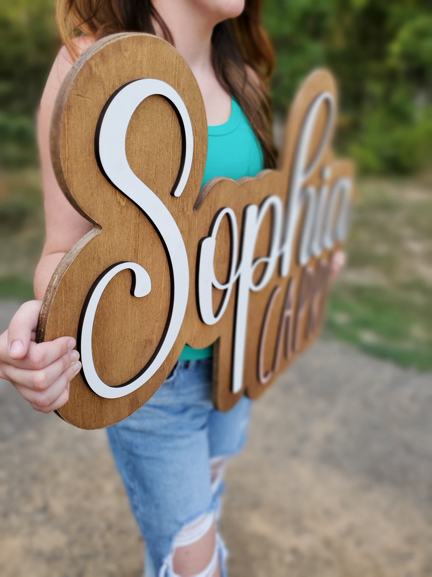 Wood Personalized Custom Layered Name Sign
