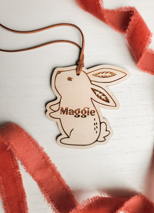 Folk Bunny - Easter Basket Tag