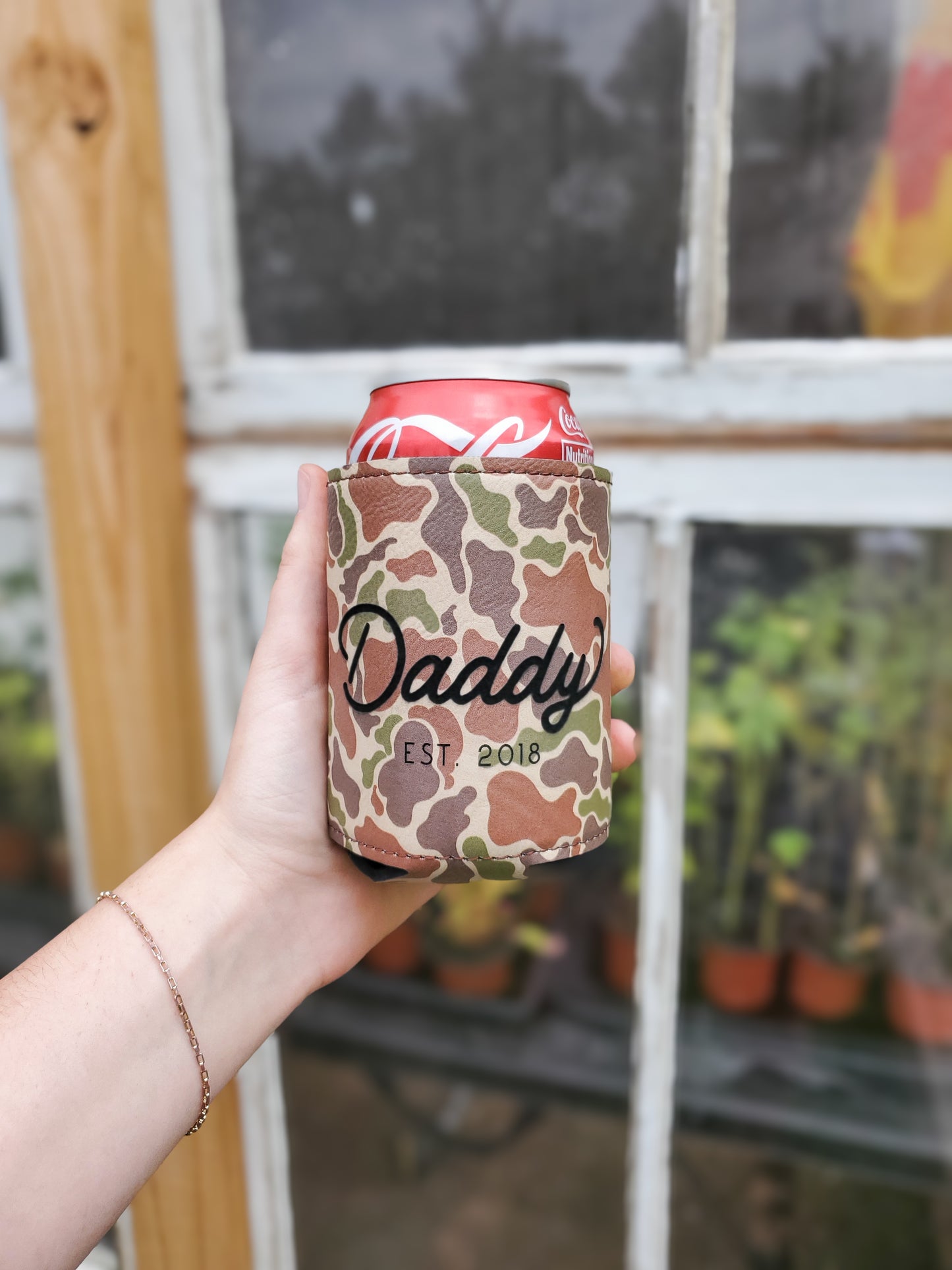 Premium Leatherette Koozie - Gramps Camo