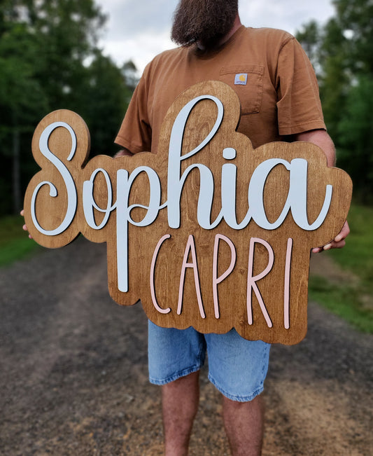 Wood Personalized Custom Layered Name Sign
