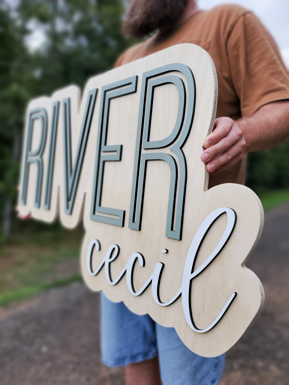 Wood Personalized Custom Layered Name Sign