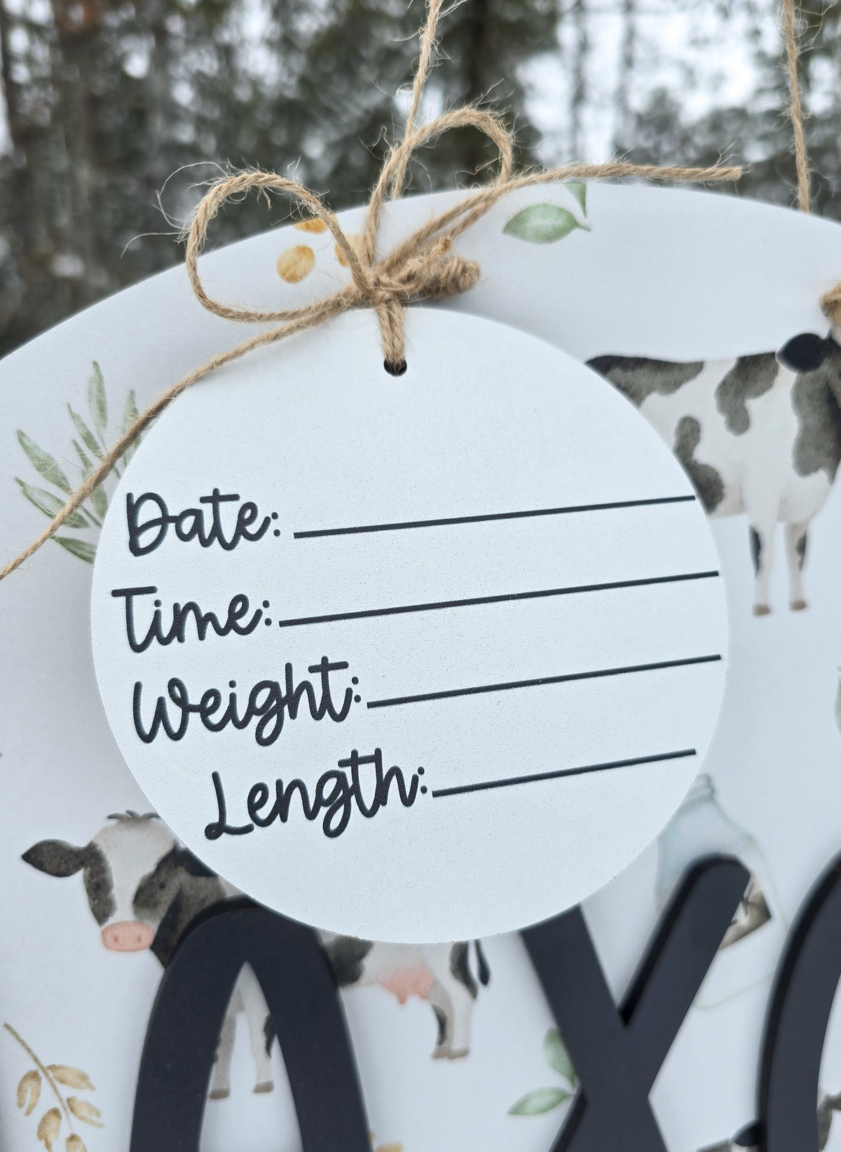 Dairy Cow Printed Name Sign