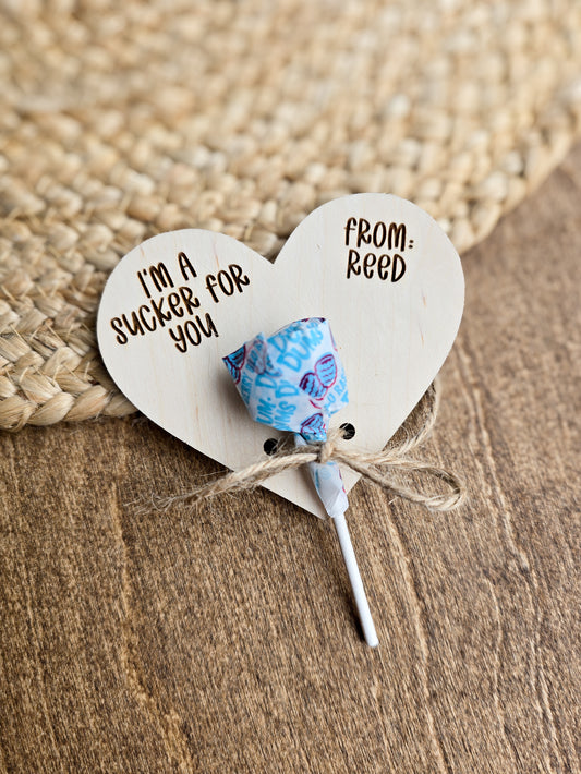 Engraved Sucker Valentine Treat Tag