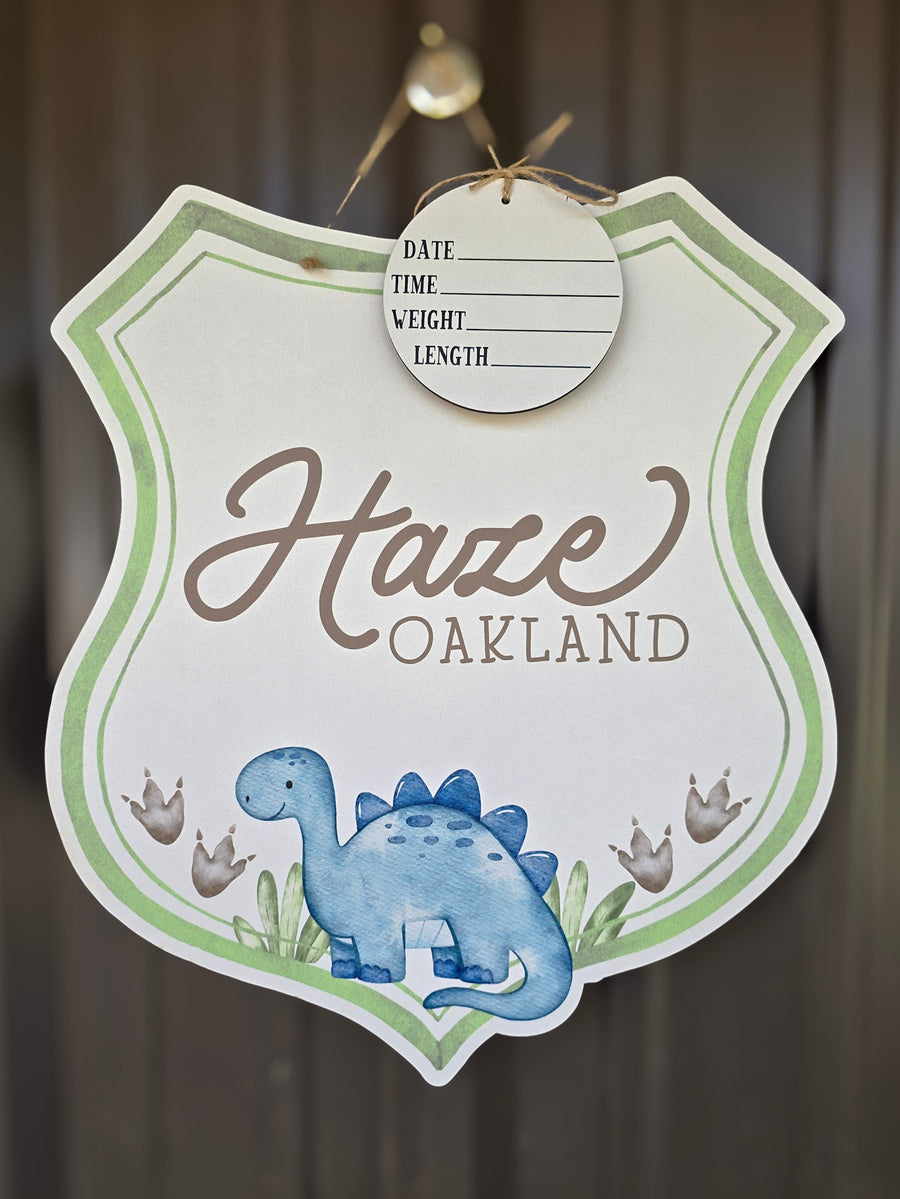 Dinosaur Crest Hospital Door Hanger
