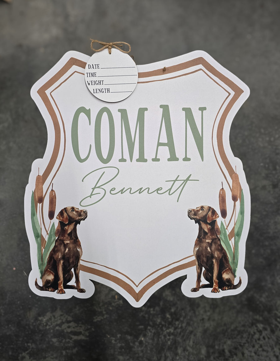 Chocolate Lab Crest Hospital Door Hanger
