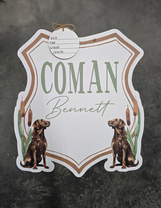 Chocolate Lab Crest Hospital Door Hanger