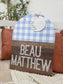 Gingham Faux Wood Arch Hospital Door Hanger
