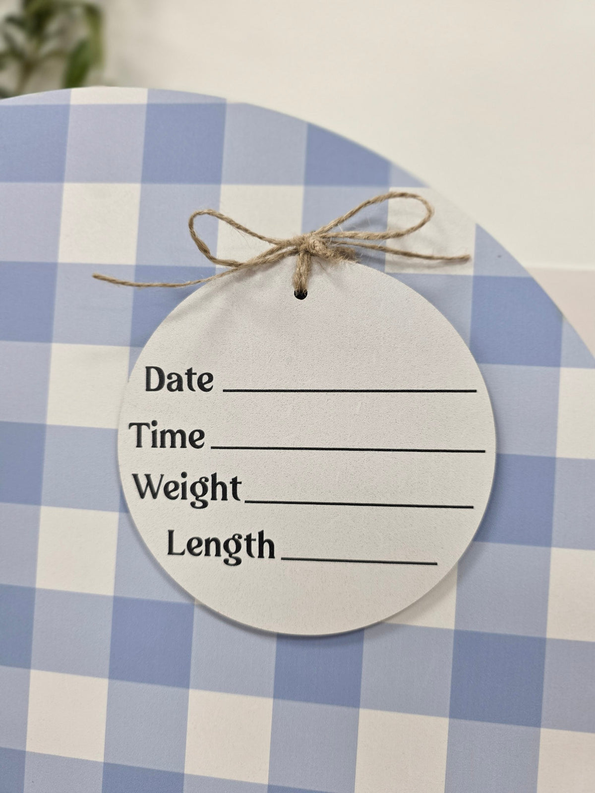 Gingham Faux Wood Arch Hospital Door Hanger
