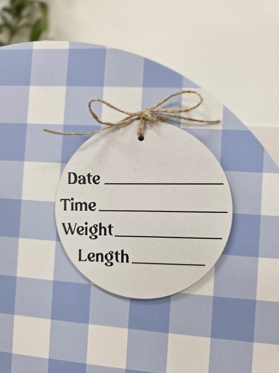 Gingham Faux Wood Arch Hospital Door Hanger