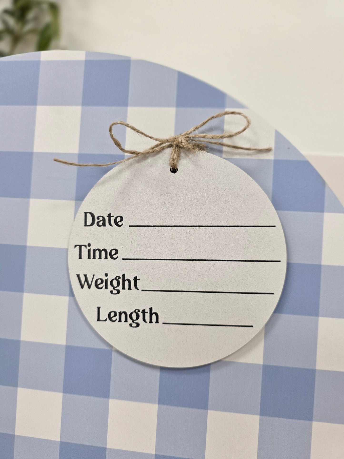 Gingham Faux Wood Arch Hospital Door Hanger