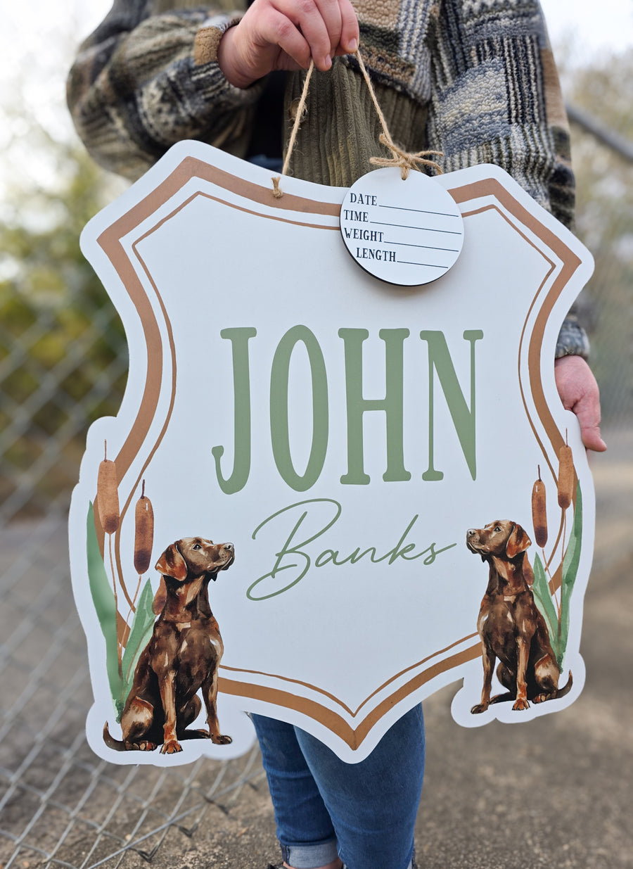 Chocolate Lab Crest Hospital Door Hanger