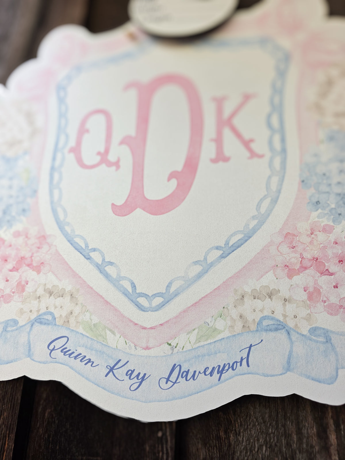 Pastel Hydrangea Crest Hospital Door Hanger