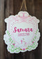 Pink Floral Goose Hospital Door Hanger