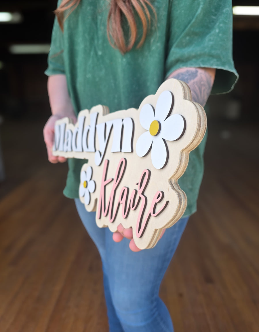 The Maddyn Floral Layered Name Sign