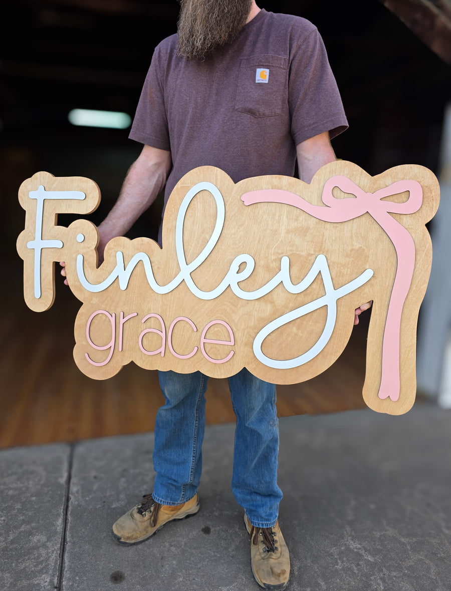 The Finley Bow Layered Name Sign