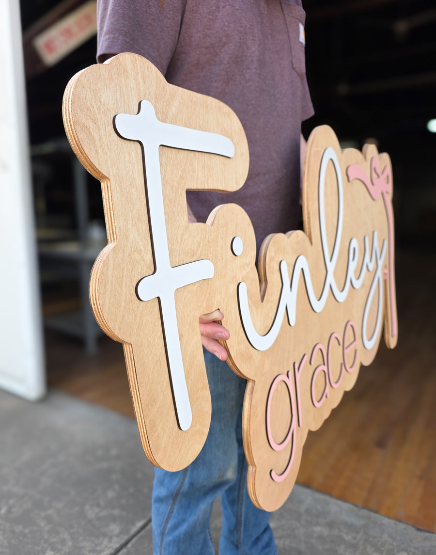 The Finley Bow Layered Name Sign