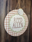 Neutral Gingham Hospital Door Hanger