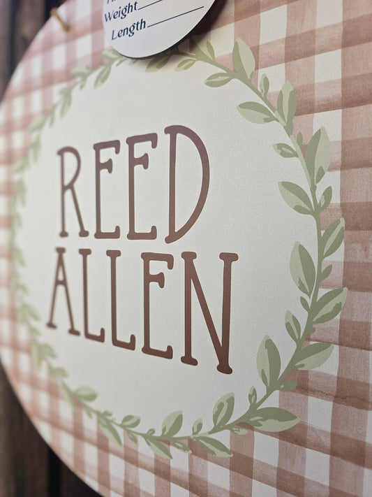 Neutral Gingham Hospital Door Hanger