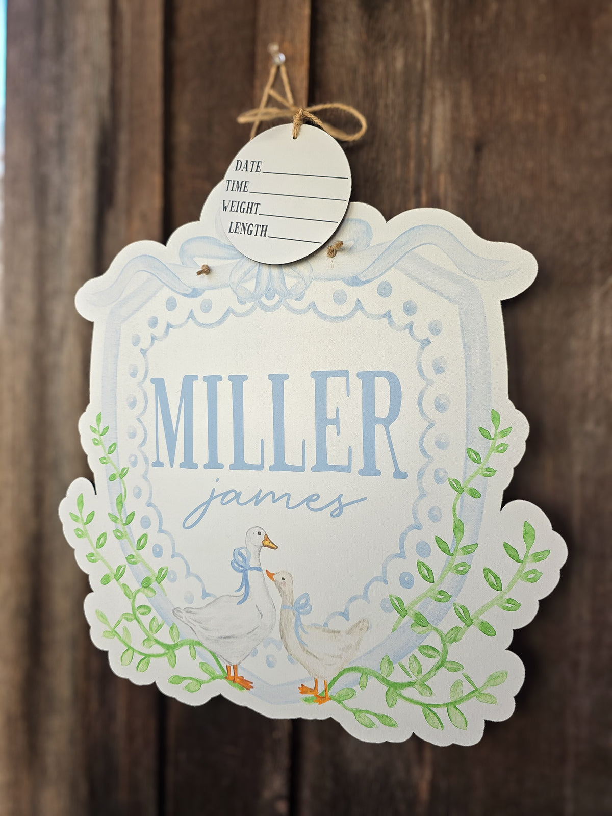 Blue Goose + Greenery Hospital Door Hanger