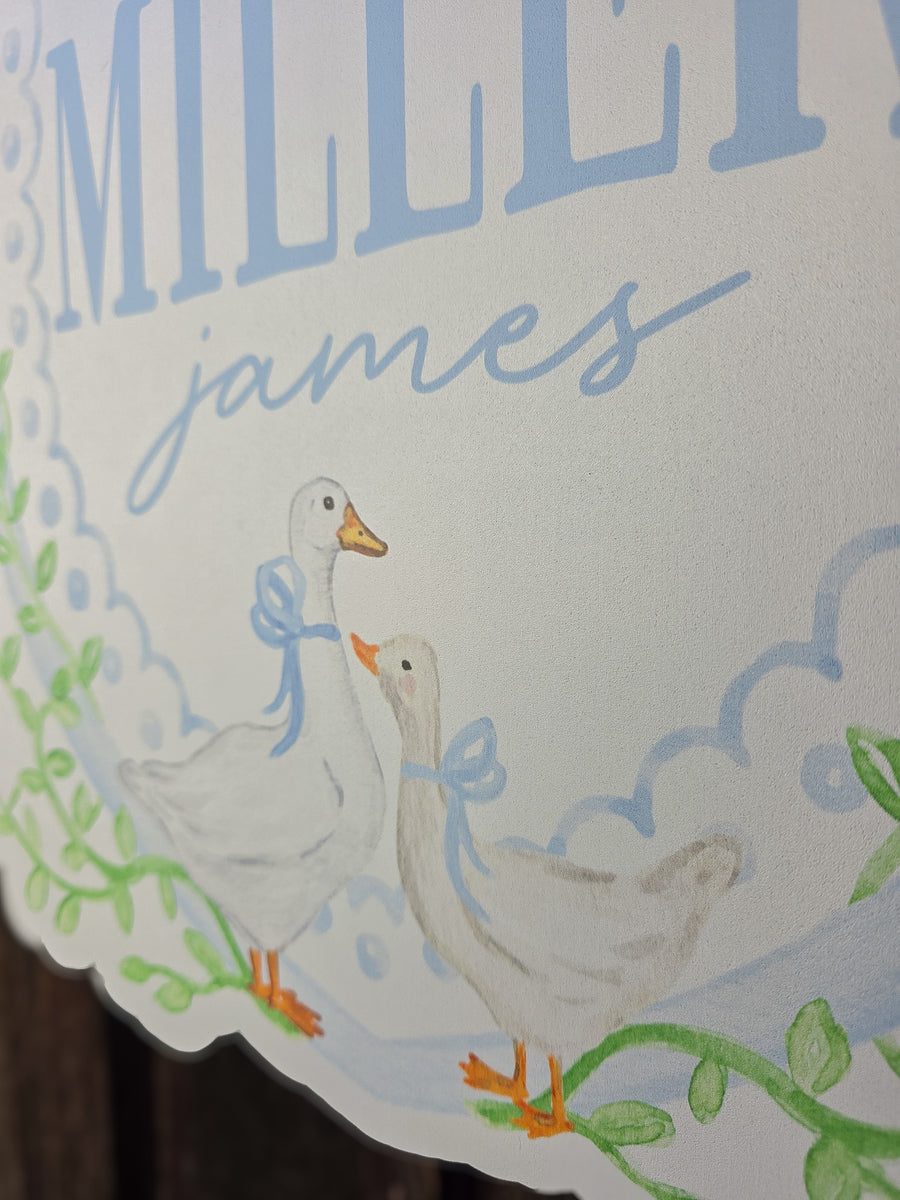 Blue Goose + Greenery Hospital Door Hanger