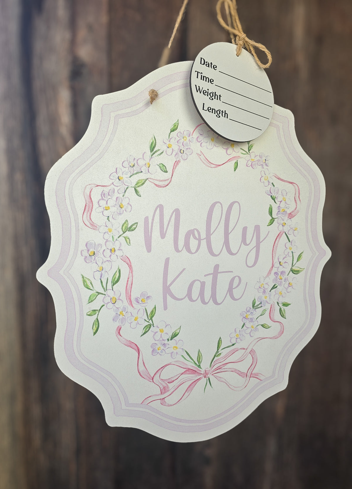 Lavender Floral Coat of Arms Hospital Door Hanger