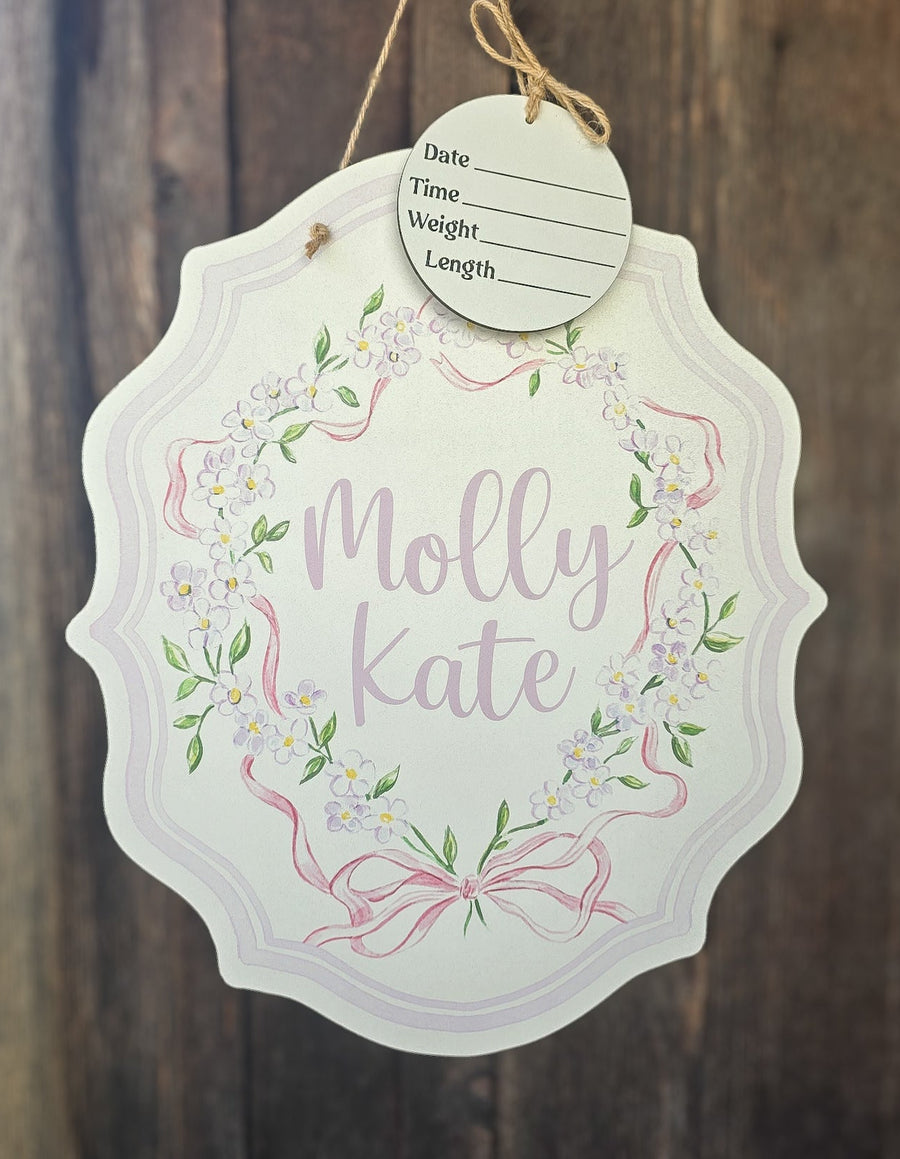Lavender Floral Coat of Arms Hospital Door Hanger