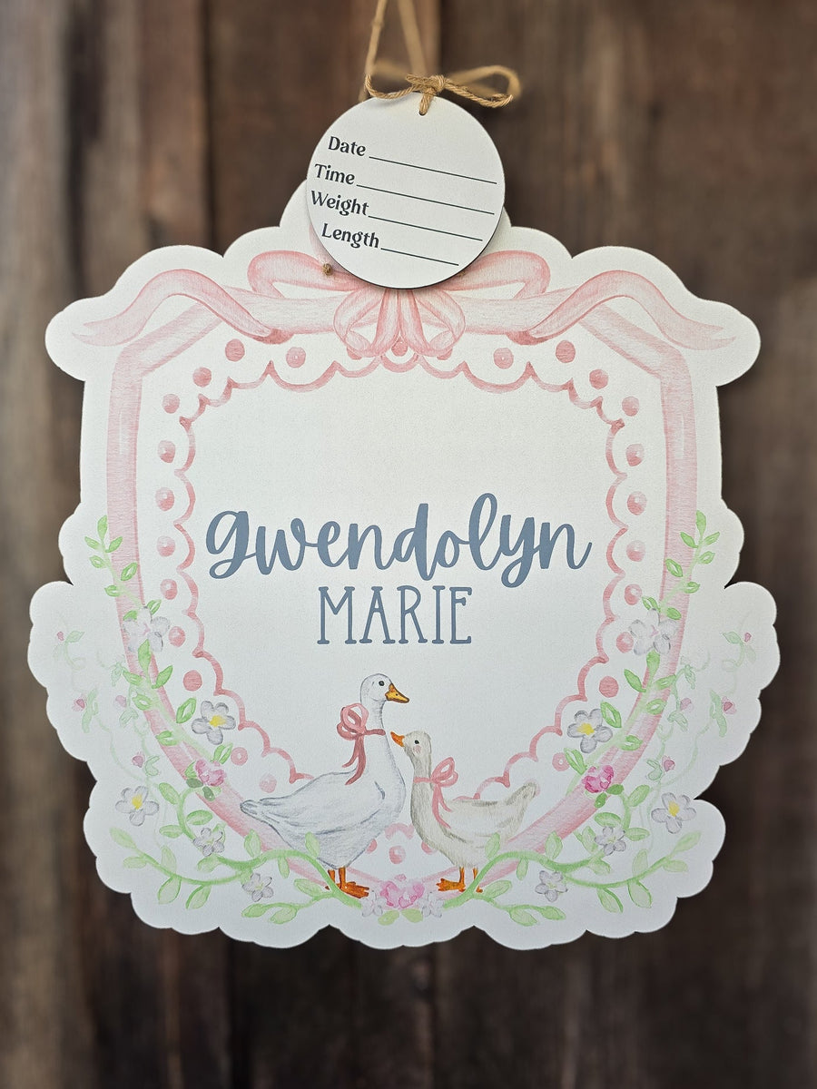 Soft Pastel Goose Hospital Door Hanger