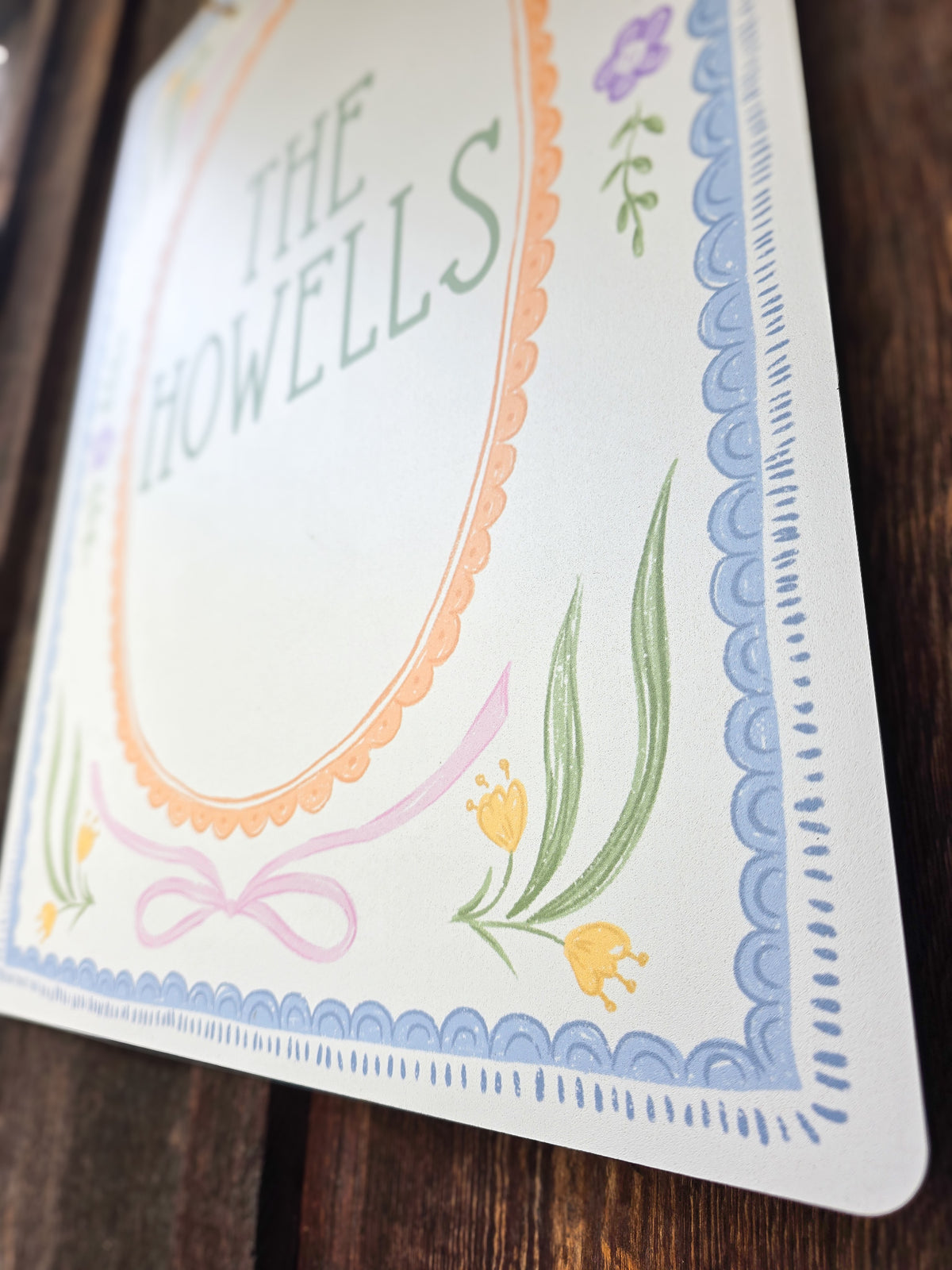 Personalized Pastel Whimsy Door Hanger | Custom Family Name Front Door Sign