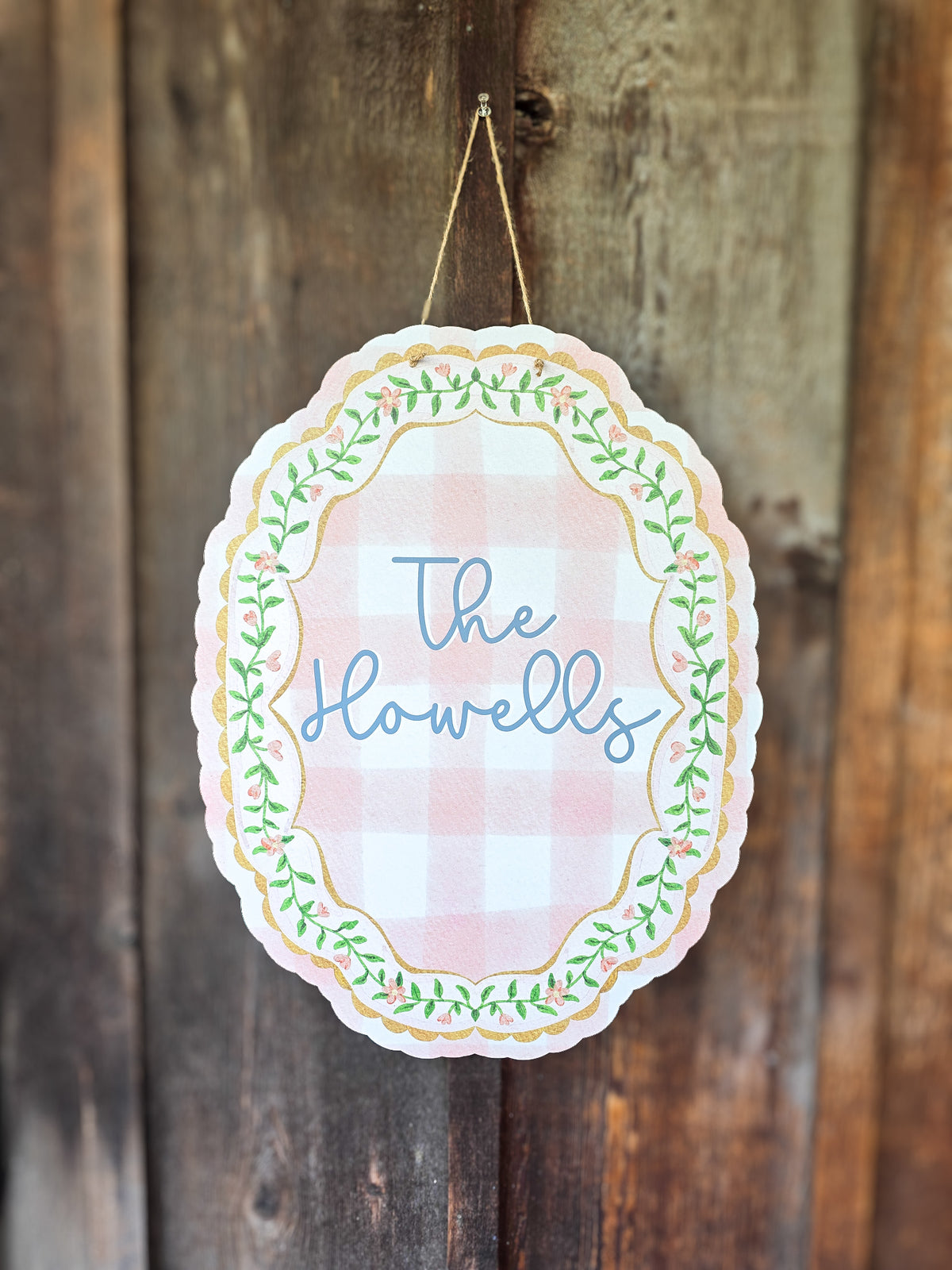 Personalized Pastel Floral Door Hanger | Custom Family Name Front Door Sign