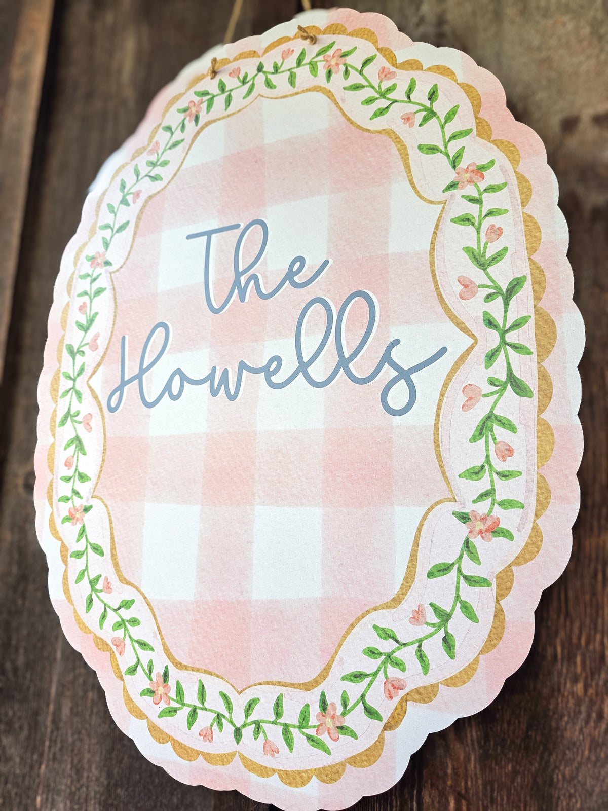 Personalized Pastel Floral Door Hanger | Custom Family Name Front Door Sign