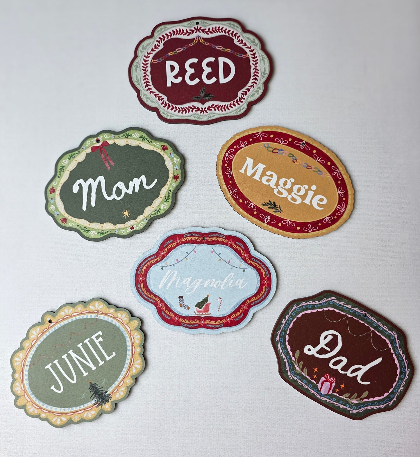 Personalized Christmas Stocking Tag, Custom Gift Tag, Stocking Name Tag, Whimsy Christmas Tag, Folk Christmas Decor, Custom Stocking Tag