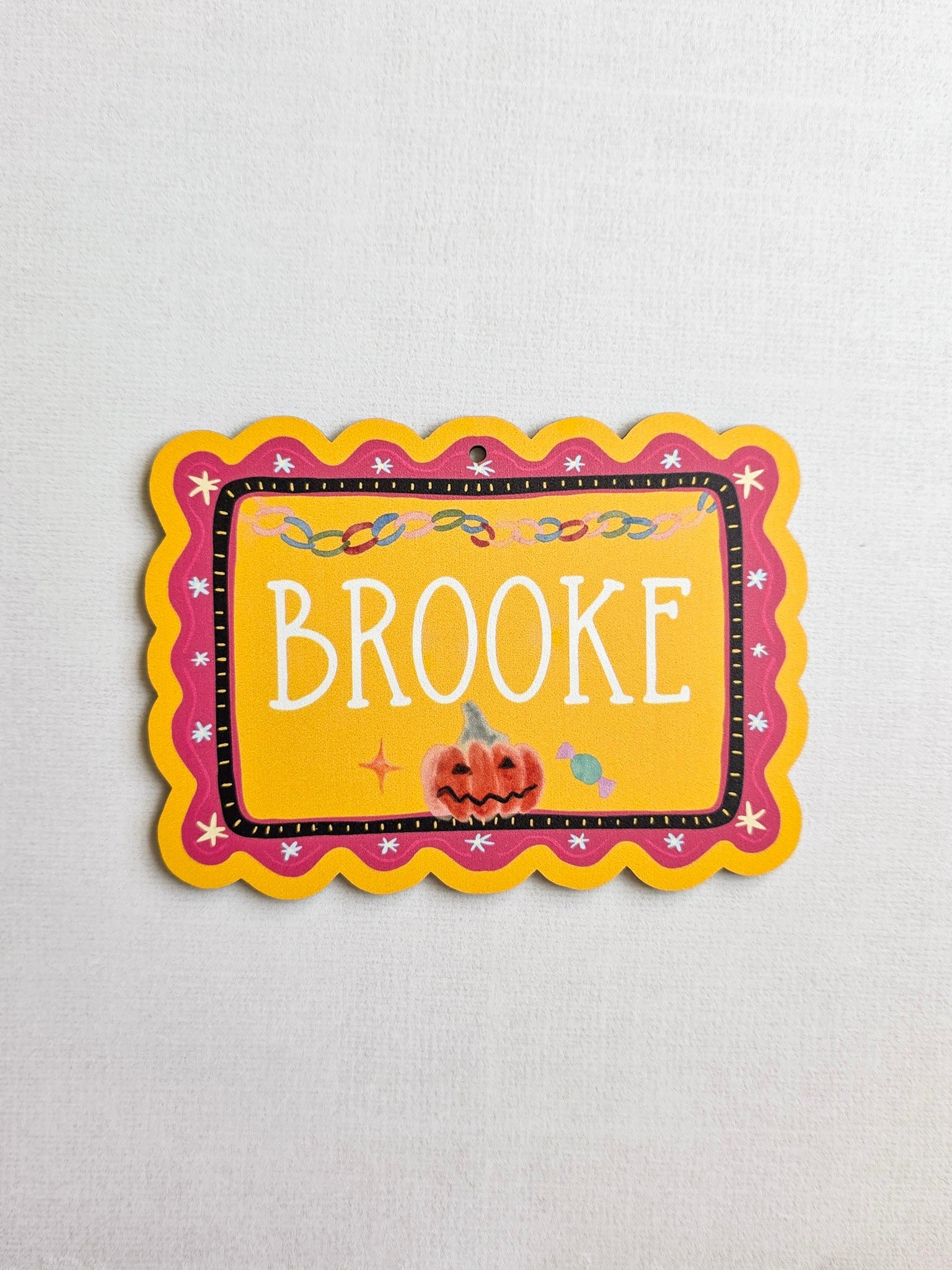 Personalized Halloween Boo Basket Tag, Custom Trick or Treat Basket Name Tag, Whimsical Kids Halloween Gift, UV Printed MDF