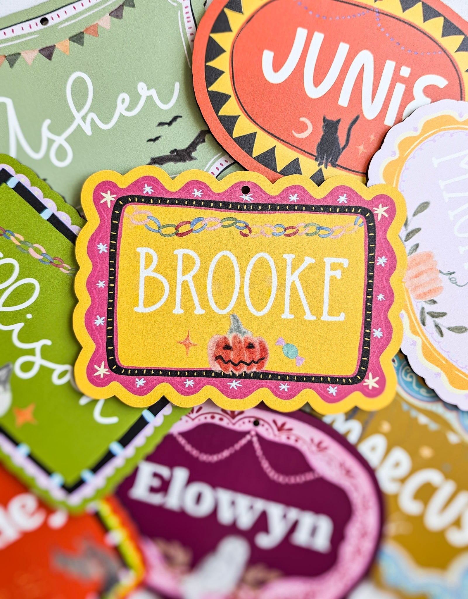 Personalized Halloween Boo Basket Tag, Custom Trick or Treat Basket Name Tag, Whimsical Kids Halloween Gift, UV Printed MDF