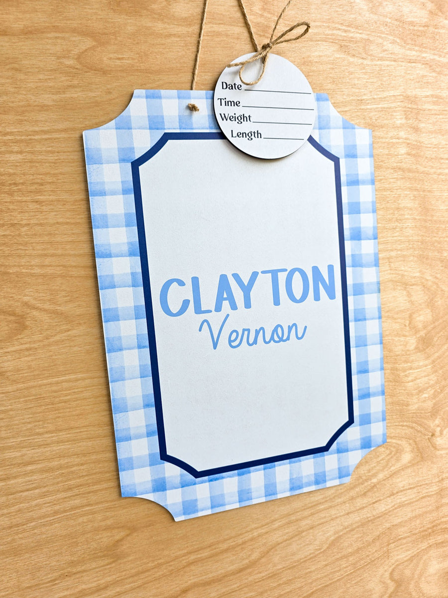 Detachable newborn birth stat round with date, time, weight and length