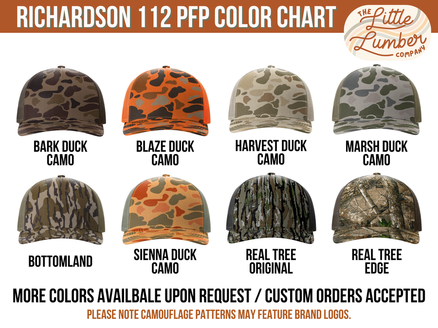 Custom UV Printed Patch Hat | Richardson 112 | Camo Trucker Hat | Personalized Dad Hat