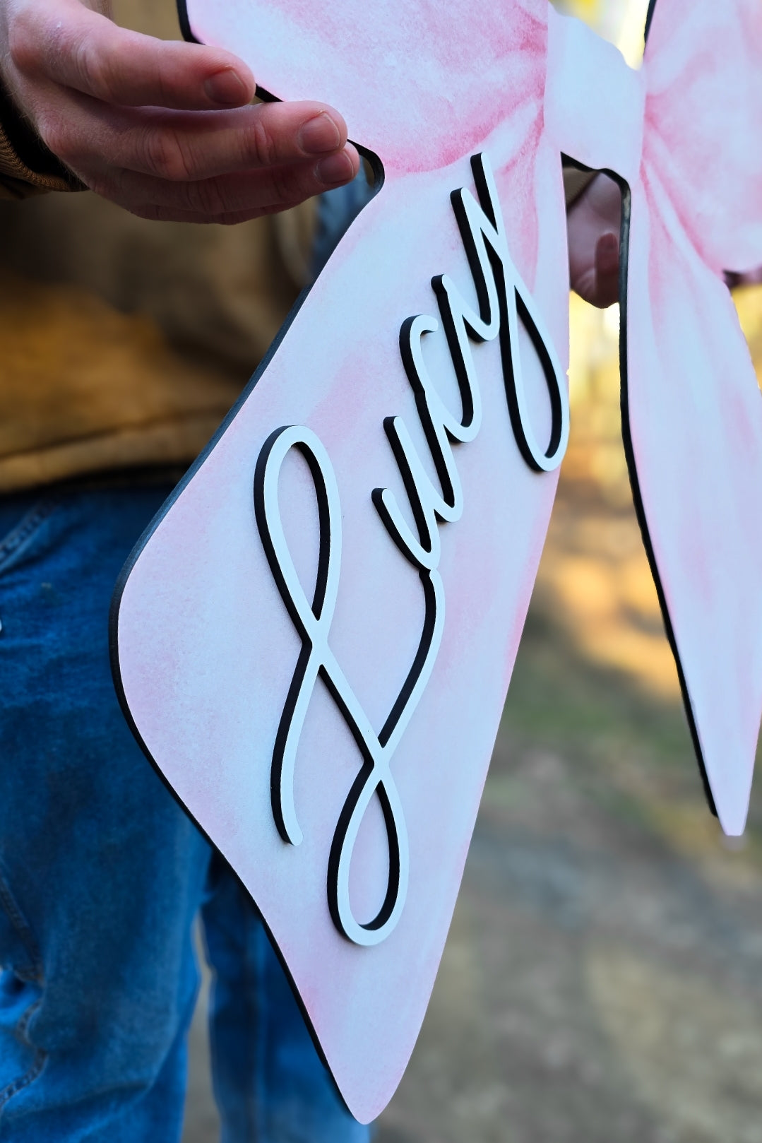Pink Bow Printed 3D Name Sign