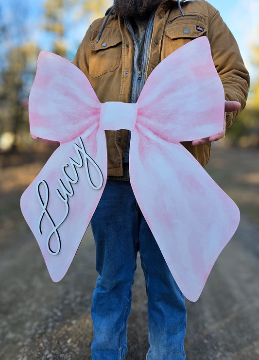 Pink Bow Printed 3D Name Sign